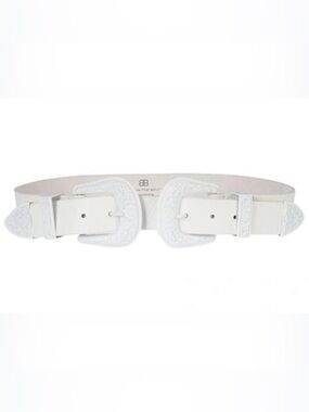 B-Low the Belt Baby Bri Bri Double Buckle Weatern Belt Total White Leather Small